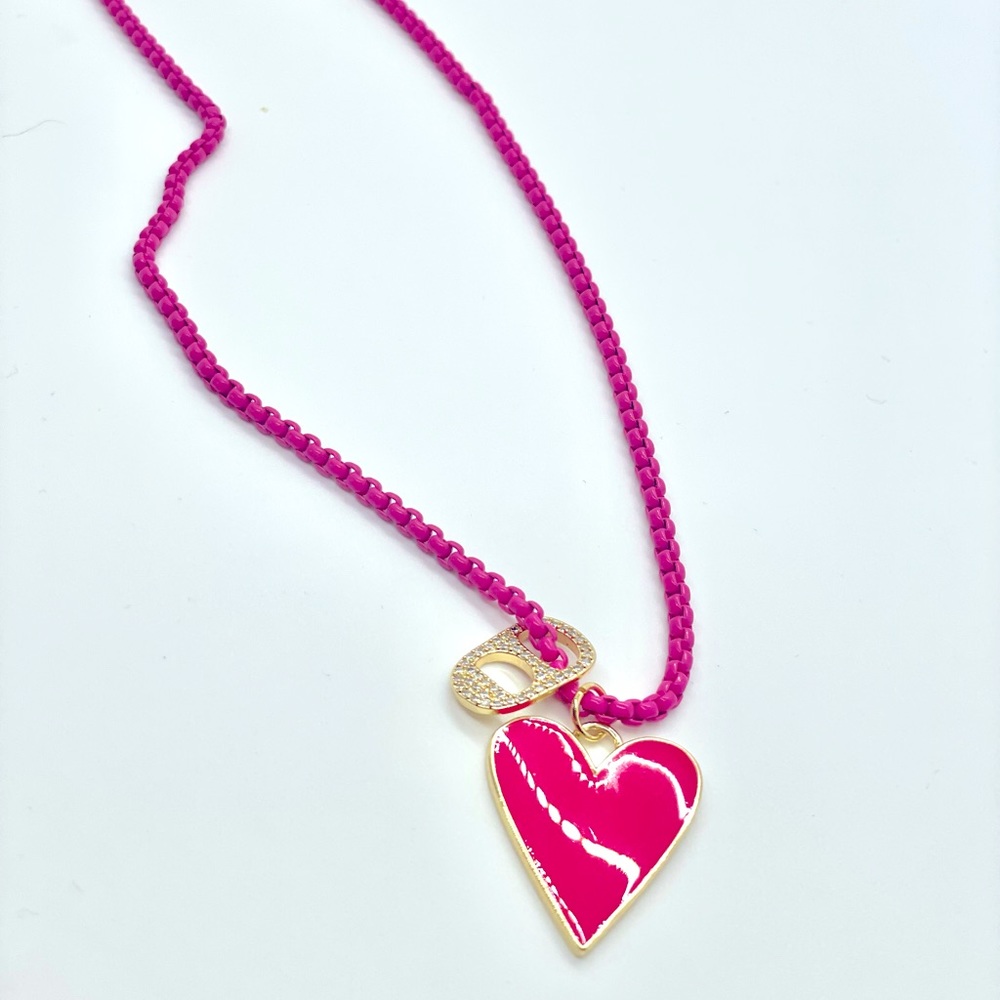 Pink box chain with charms
